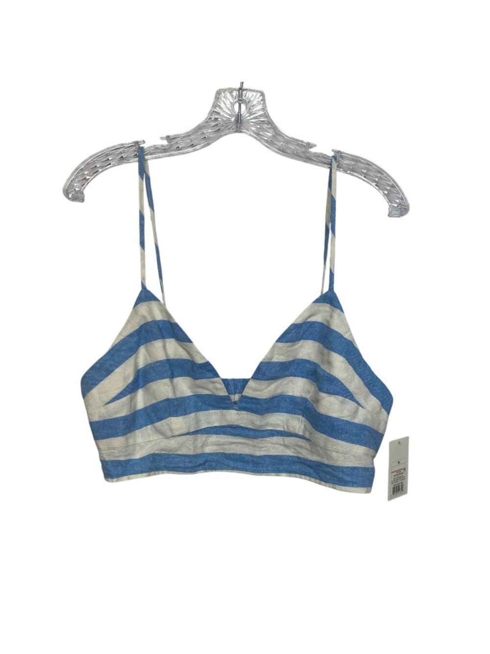 A New Day Beach Bungalow Crop Top Shirt Summer‎ Linen Blend Blue Medium New